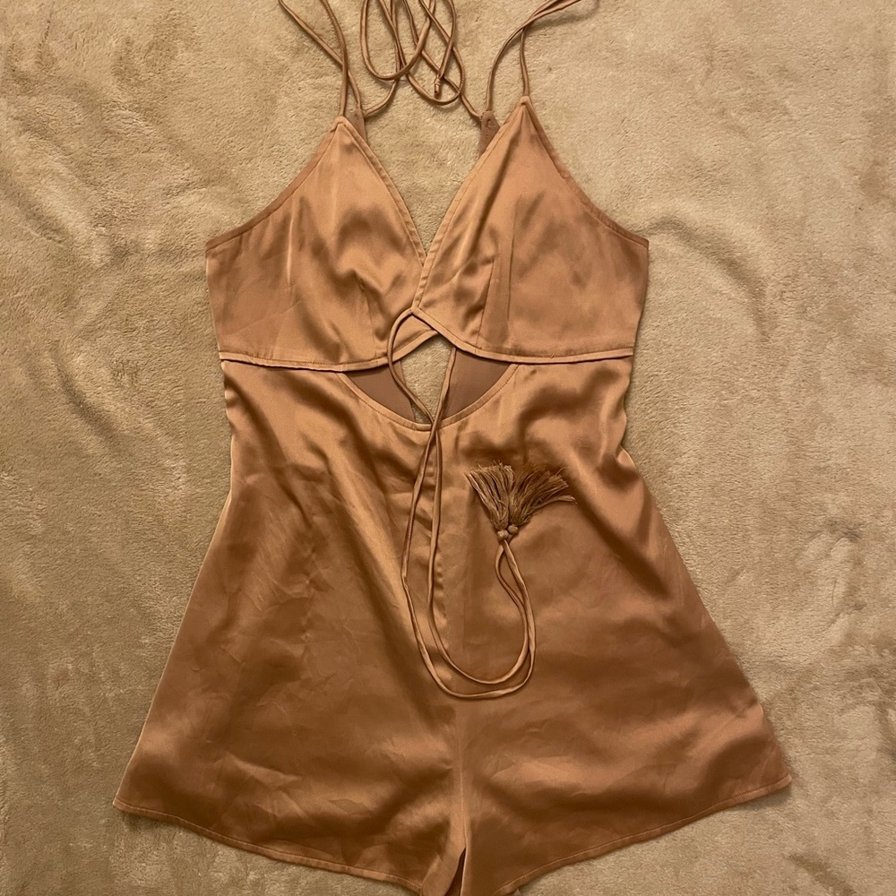 Gold silk romper Vintage
